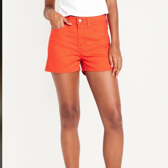 NWT OLD NAVY High-Waisted Wow Jean Shorts -- 3-inch inseam Color: ORANGE - Picture 2 of 9